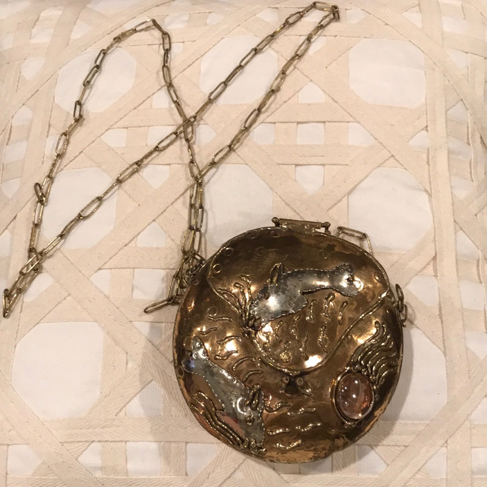 Lunacy hammered copper dolphin purse / crossbody